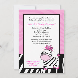 Pink Zebra 12x18 Baby Dusche Einladung - Light Pin