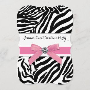 Pink Zebra 16 . Geburtstag Geburtstagsparty Einladung