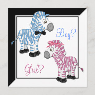 Pink Zebra Blue Zebra Gender Reveal Einladung