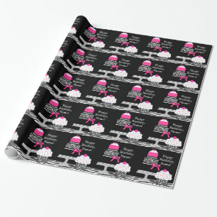 Pink Zebra Cake and Cupcake Wrapping Paper Geschenkpapier