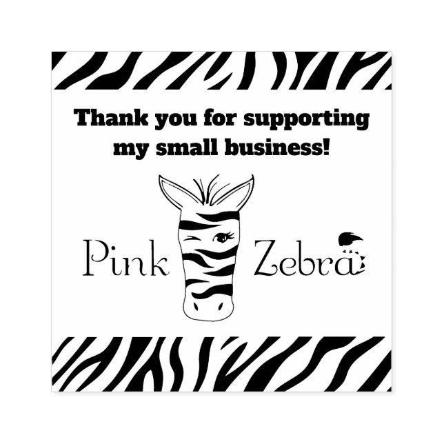 Pink Zebra Danke Briefmarke | Unternehmenslieferun Gummistempel (Prägung)