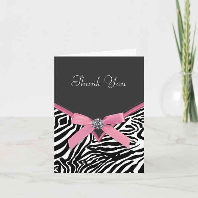 Pink Zebra Dankeschön Karten (Vorderseite)