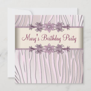 Pink Zebra Frauen Geburtstagsparty Einladung