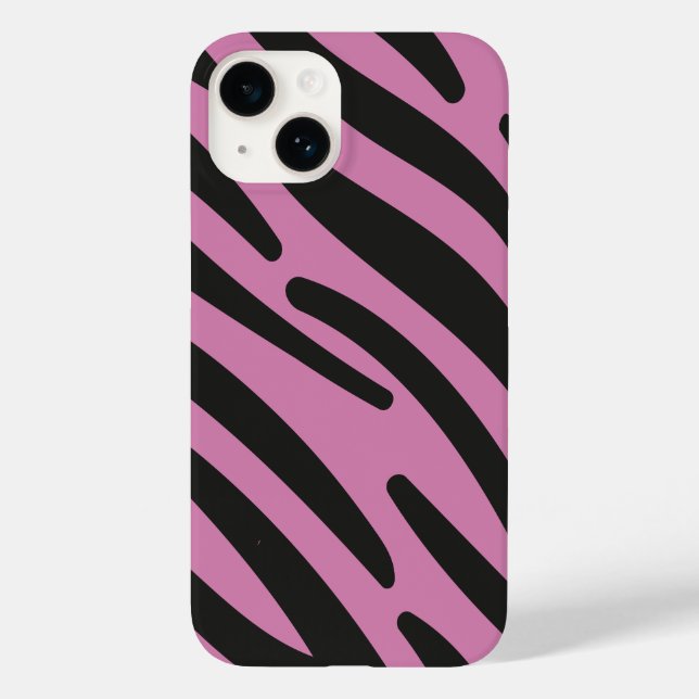 Pink Zebra gestreifter Case-Mate Case-Mate iPhone 14 Hülle (Rückseite)