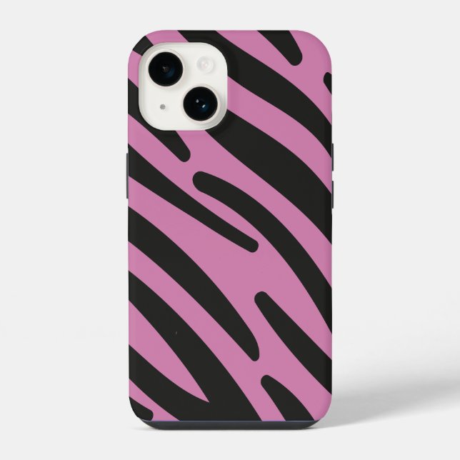 Pink-Zebra-gestreifter Case-Mate  iPhone 14 Hülle (Rückseite)