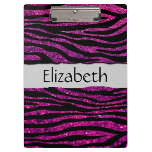 Pink Zebra, Glitzer Zebra, Zebra Print, Ihr Name Klemmbrett
