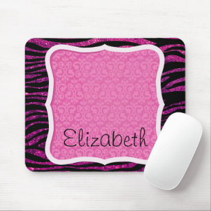 Pink Zebra, Glitzer Zebra, Zebra Print, Ihr Name Mousepad