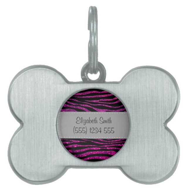 Pink Zebra, Glitzer Zebra, Zebra Print, Ihr Name Tiermarke (Vorderseite)