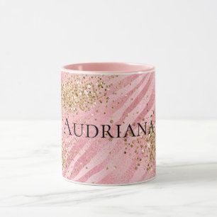 Pink Zebra Gold Glitzy Glitzer Tasse