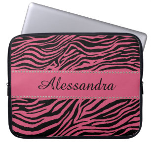Pink Zebra Laptop Sleeve Personalisiert