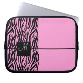 Pink Zebra Mit Monogramm Laptopschutzhülle