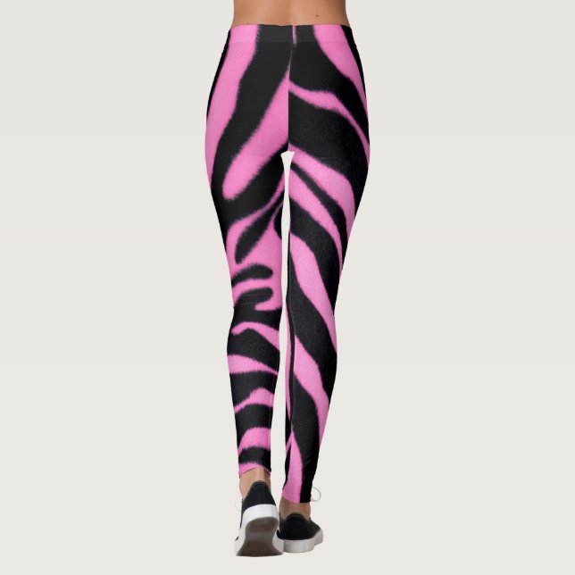 Pink Zebra Pattern Leggings – Bold Animal Print (Rückseite)