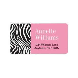 Pink & Zebra Print Address Labels Adressaufkleber