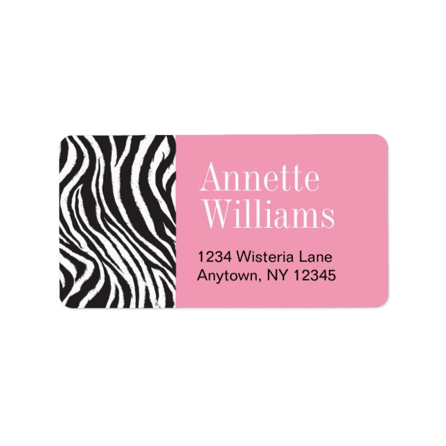 Pink & Zebra Print Address Labels Adressaufkleber (Vorne)