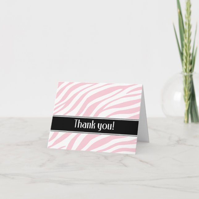 Pink Zebra Print Danke Karte (Vorderseite)