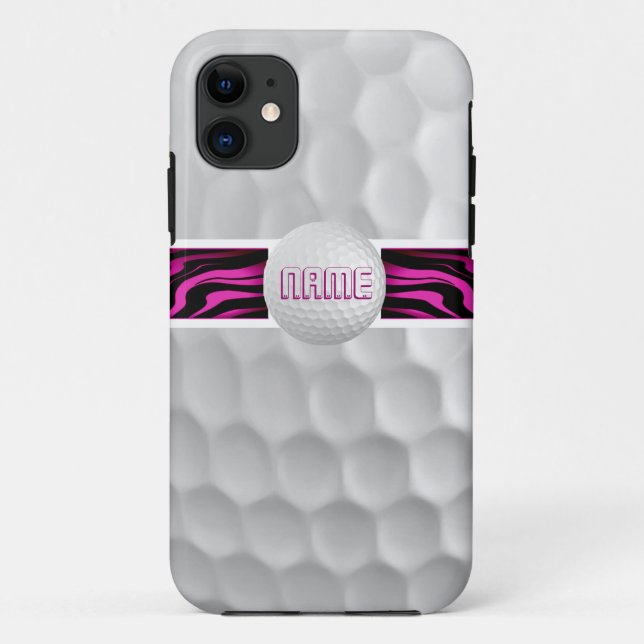 Pink Zebra Print Golf Ball Iphone 5 Coque (Dos)