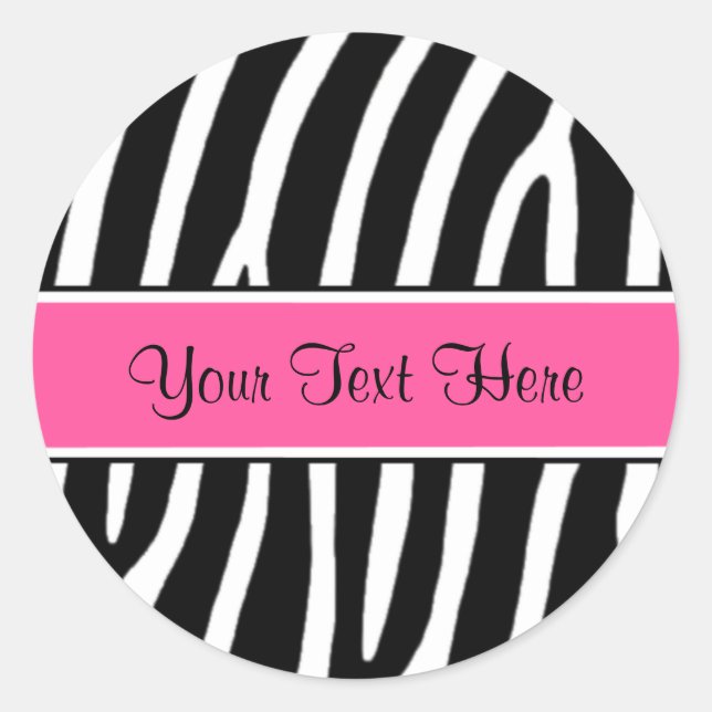 Pink Zebra Print Personalisiert Stickers (Vorderseite)