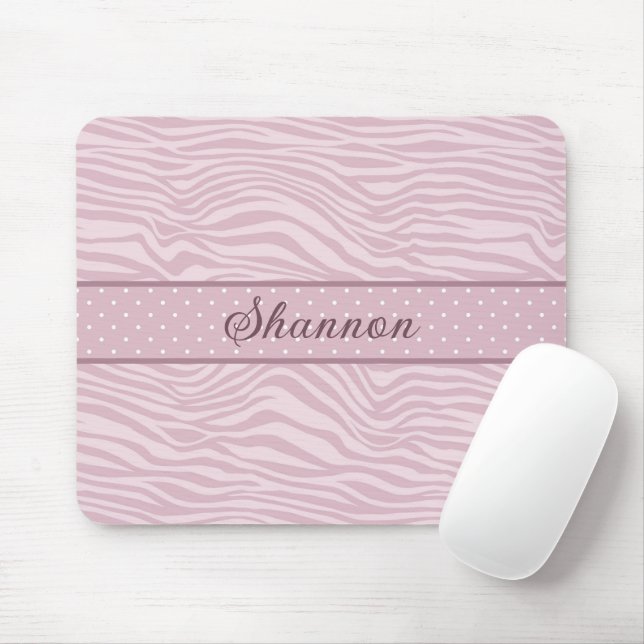 Pink Zebra Print & Polka Dots Maus Pad Mousepad (Mit Mouse)
