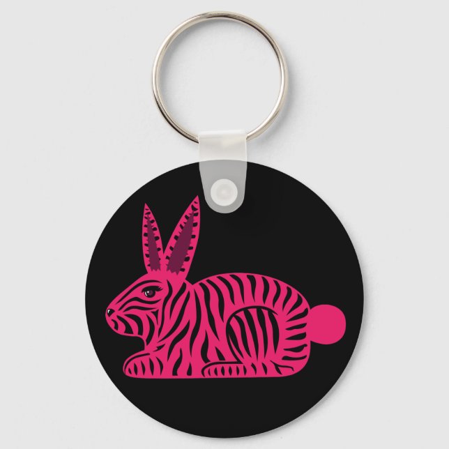 Pink Zebra Rabbit Schlüsselanhänger (Vorderseite)