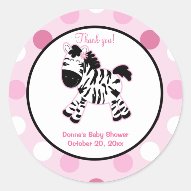 Pink Zebra Round Gevor Sticker (Vorderseite)