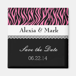 Pink Zebra Save the Date Wedding V05 Magnet
