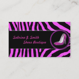 Pink Zebra Shoes Boutique Business Card Visitenkarte