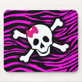 Pink Zebra Skull Mousepad