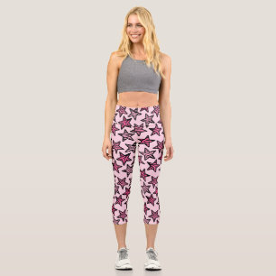 Pink Zebra Stars Capri Leggings