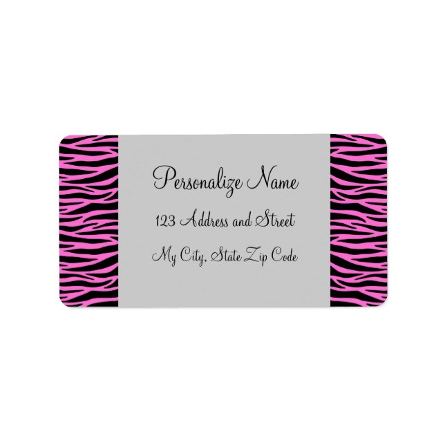 Pink Zebra Streifen Labels Adressaufkleber (Vorne)