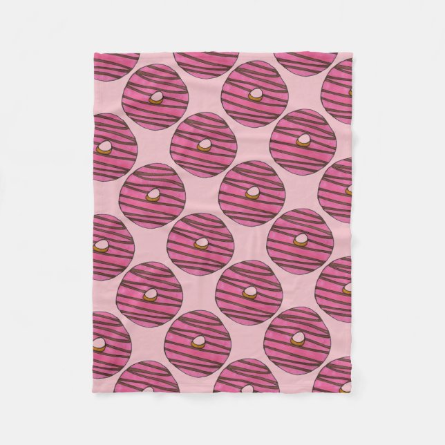 Pink Zebra Stripe Donut Doughnut Frühstück Küche Fleecedecke (Vorderseite)