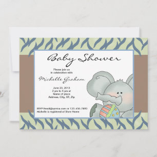 Pink Zebra Striped Baby Elephant Dusche Einladung