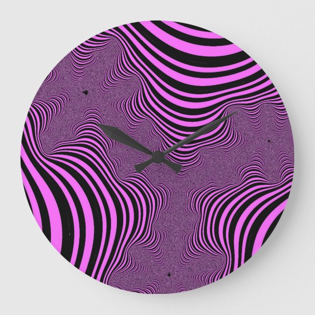 Pink Zebra Stripes Große Wanduhr (Vorderseite)