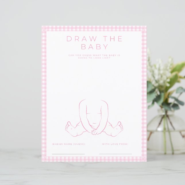 Pink Zeichne das Baby Shower Game Paper Sheet (Stehend Vorderseite)