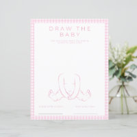 Pink Zeichne das Baby Shower Game Paper Sheet