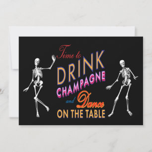 Pink Zeit zum Champagnertrinken Halloween-Einladun Einladung
