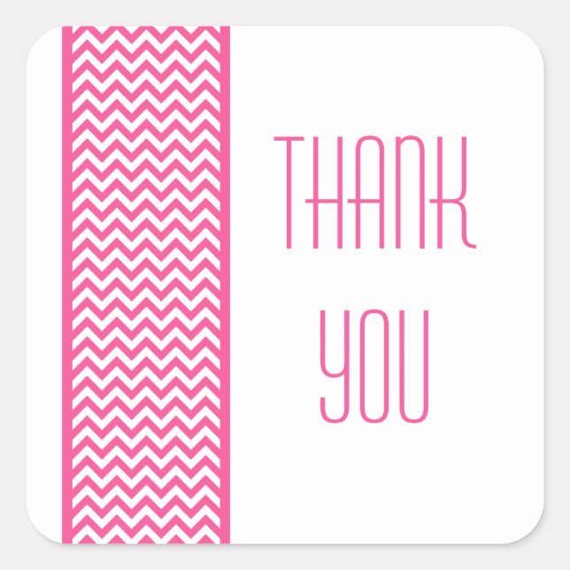 Pink Zickzack Border Danke Stickers (Vorderseite)