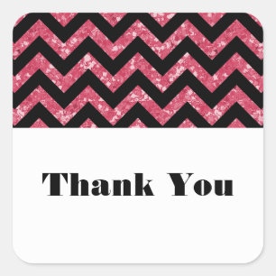 Pink Zickzack Glitzer Danke Stickers