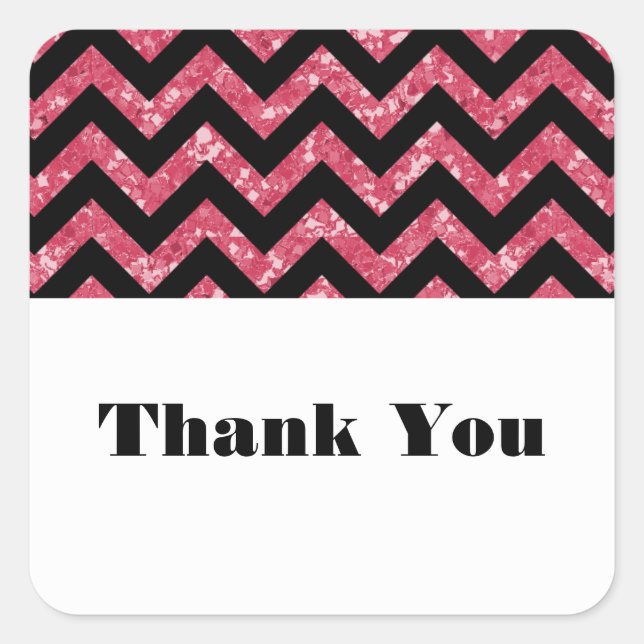 Pink Zickzack Glitzer Danke Stickers (Vorderseite)