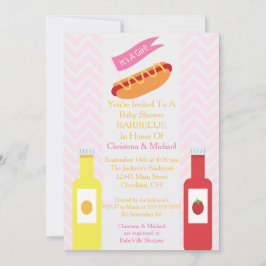 Pink Zickzack Hotdog GRILLEN Kinderdusche Einladun Einladung