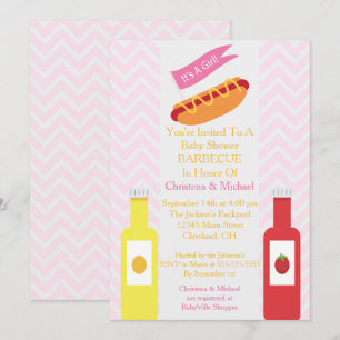 Pink Zickzack Hotdog GRILLEN Kinderdusche Einladun Einladung