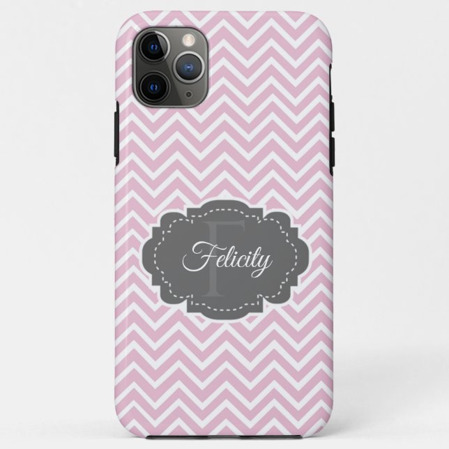 Pink Zickzack Personalisiert iPhone Case (Rückseite)