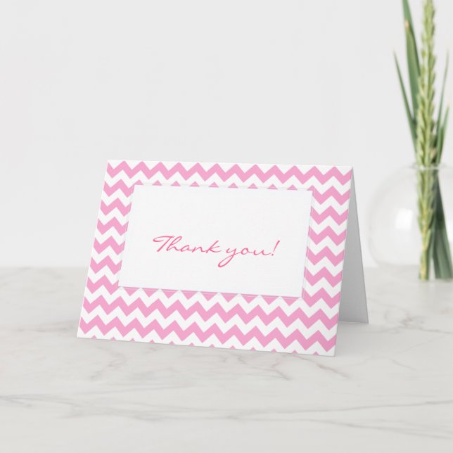 Pink Zickzack Zigzag Muster Dankeskarte (Vorderseite)