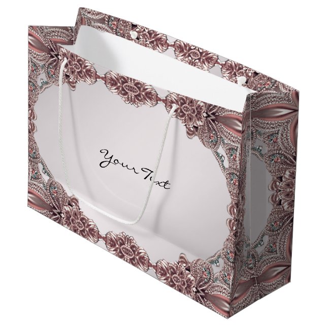 Pink-Zierbeutel Große Geschenktüte (Vorderseite Schrägansicht)