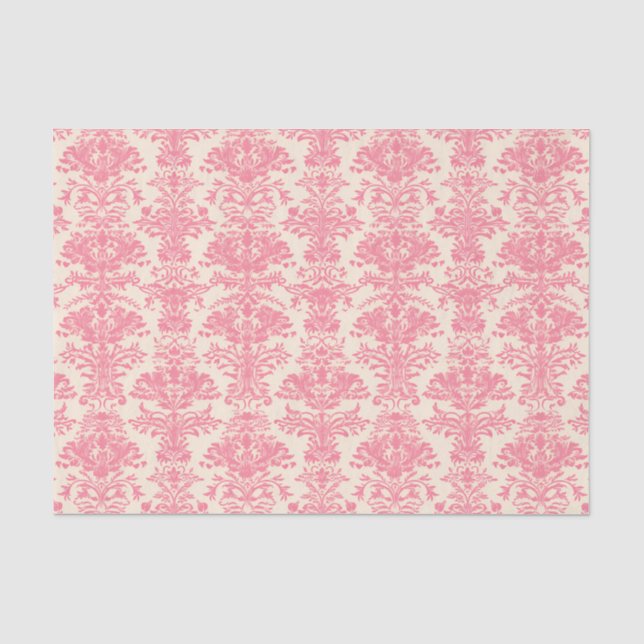 Pink-Zierdamastmuster Seidenpapier (Vorderseite)