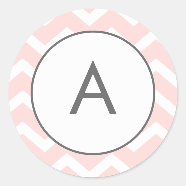 Pink Zig Zag Zickzack Muster Monogramm Runder Aufkleber (Vorderseite)