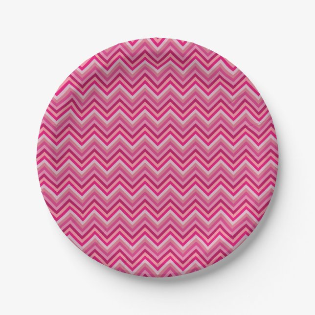 Pink Zig Zags Pappteller (Vorderseite)