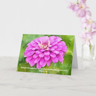 Pink Zinnia Blume Glaube Bibel Verse Gedanken Karte