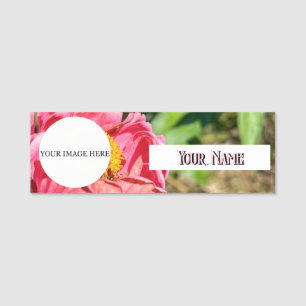Pink Zinnia Blume Name des benutzerdefinierten Bil Namensschild
