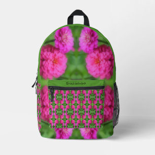 Pink Zinnia Blume Pair Abstrakt Personalisiert Bedruckter Rucksack