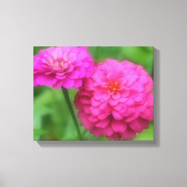 Pink Zinnia Blume Pair Leinwanddruck (Vorderseite)